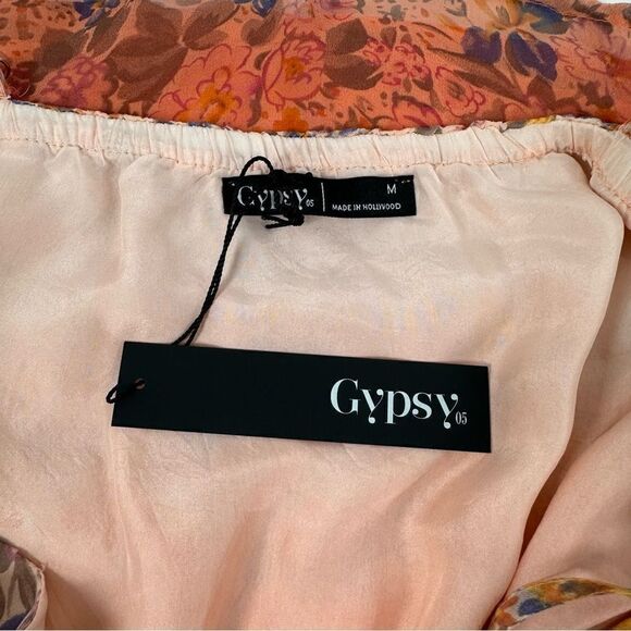 GYPSY 05 Women’s Orange Ombré Floral Printed Tank 100% Silk Dress Sz M - Picture 5 of 6